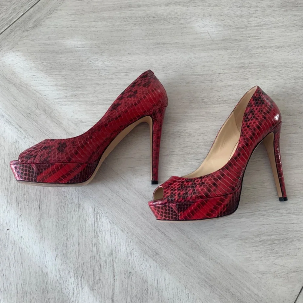 Jimmy Choo Pink/Black Snakeprint Platform Pumps sz 39